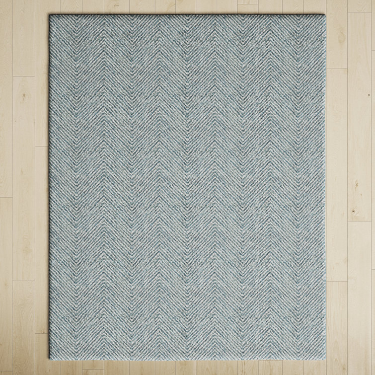Birch Lane™ Wheaton Handmade Tufted Wool Blue/Beige Area Rug & Reviews
